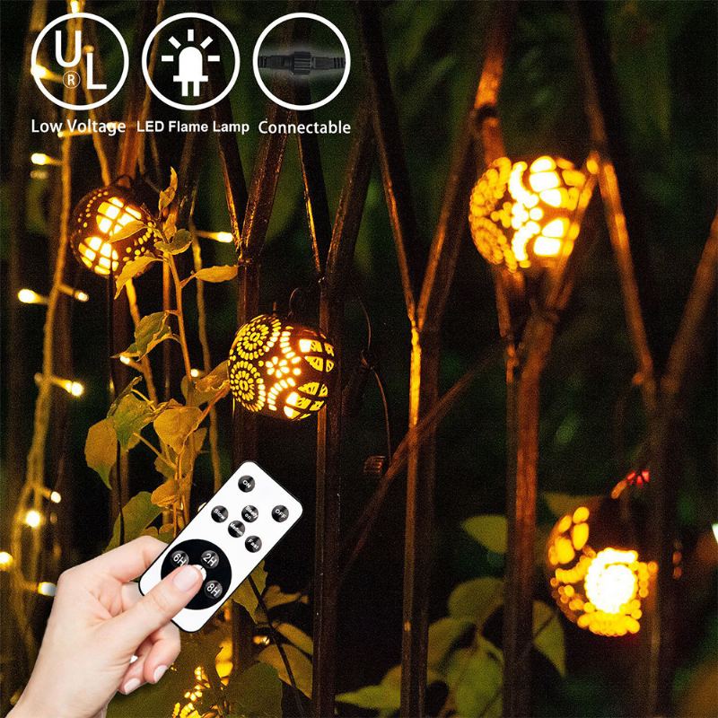 8pcs 3 Metry Led Lampa S Dýňovým Plamenem Efektní Halloweenská Světla Jemný Závěs S Dutým Infračervené Ovládání Dýňové Světlo Vánoční Dekorace Ornament Vodotěsný