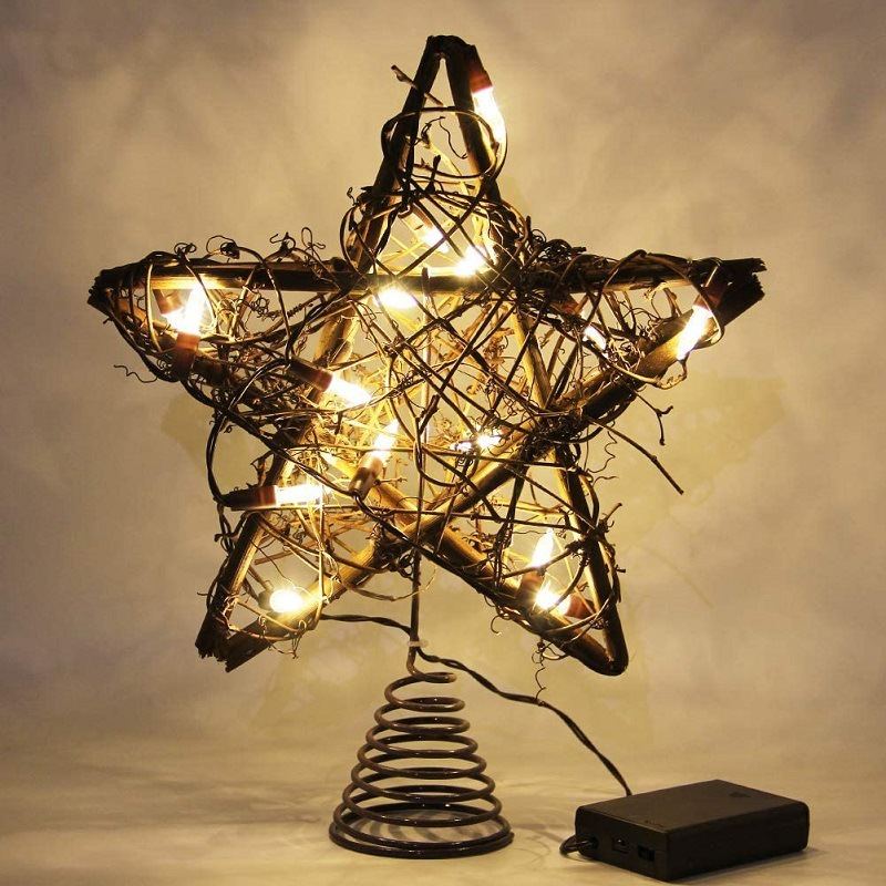 Cane Art Christmas Tree Top Star Vánoční Ozdoby Strom Top Se Světly