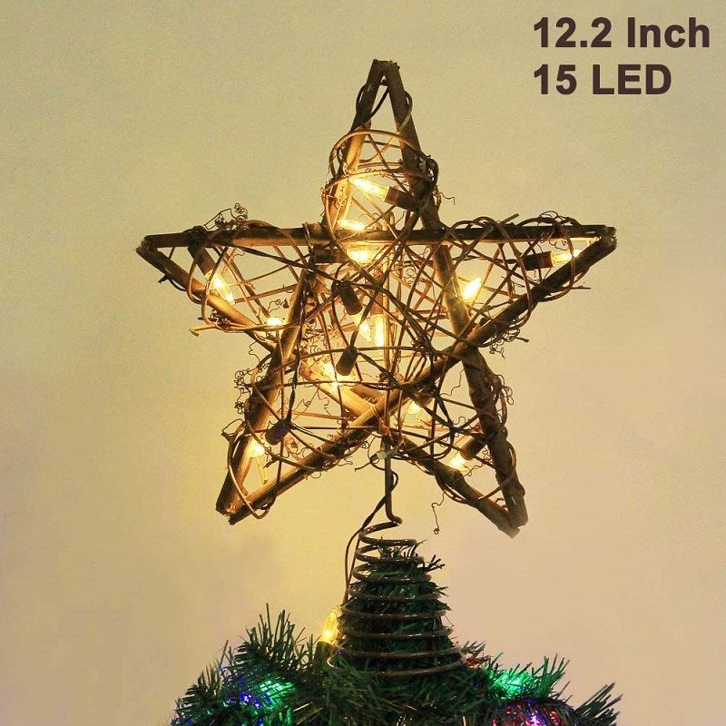 Cane Art Christmas Tree Top Star Vánoční Ozdoby Strom Top Se Světly