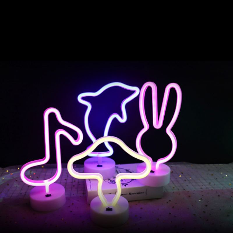 Dekorativní Králík Sněhulák Neonový Typ Noční Lampy Do Obývacího Pokoje Dětský Pokoj Creative Led Světlo Dobíjecí Usb