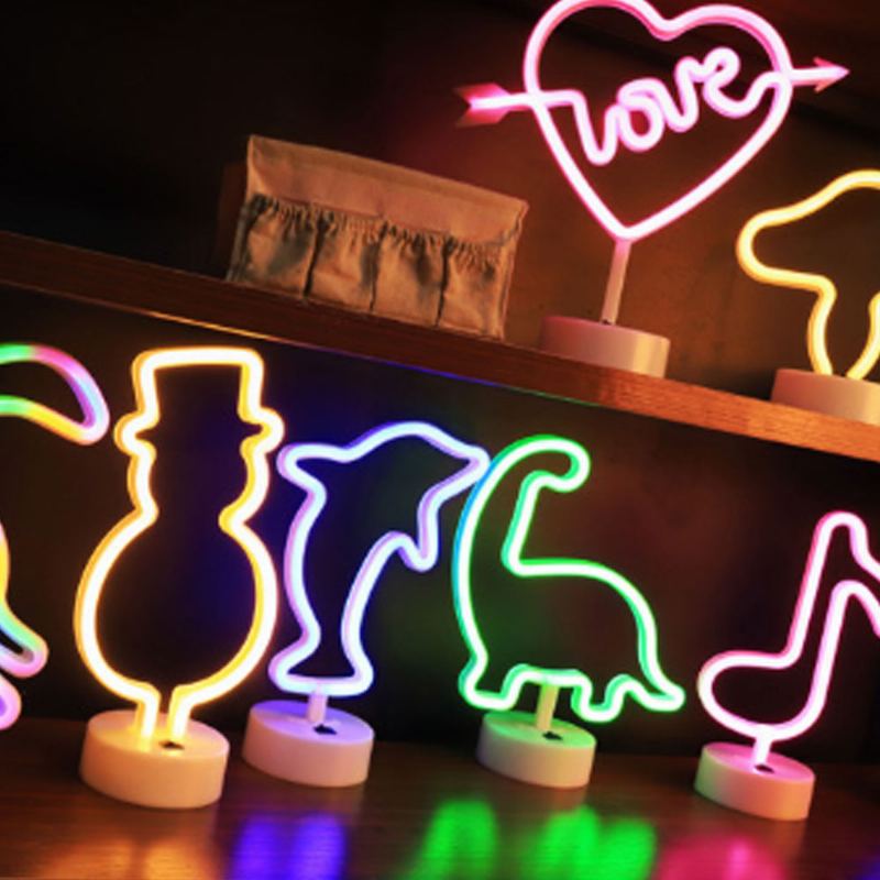 Dekorativní Králík Sněhulák Neonový Typ Noční Lampy Do Obývacího Pokoje Dětský Pokoj Creative Led Světlo Dobíjecí Usb