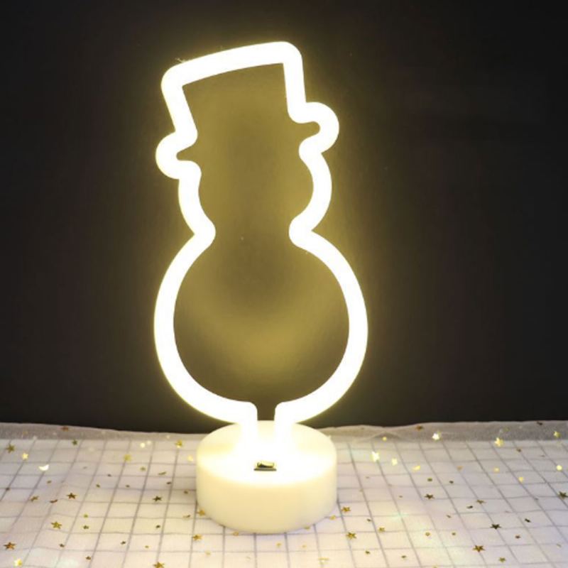 Dekorativní Králík Sněhulák Neonový Typ Noční Lampy Do Obývacího Pokoje Dětský Pokoj Creative Led Světlo Dobíjecí Usb