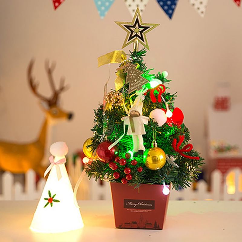 Diy Mini Vánoční Stromek S Červeným Kartonovým Podstavcem Pro Kancelář Škola Dekorace Obchodního Řetězce Fotografické Rekvizity Stolní Santa Tree