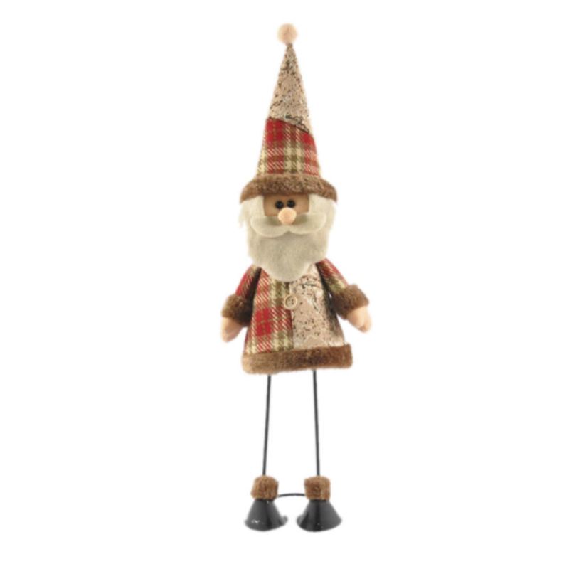 Fabric Santa Claus Figurka Železné Nohy Stojící Ornamenty