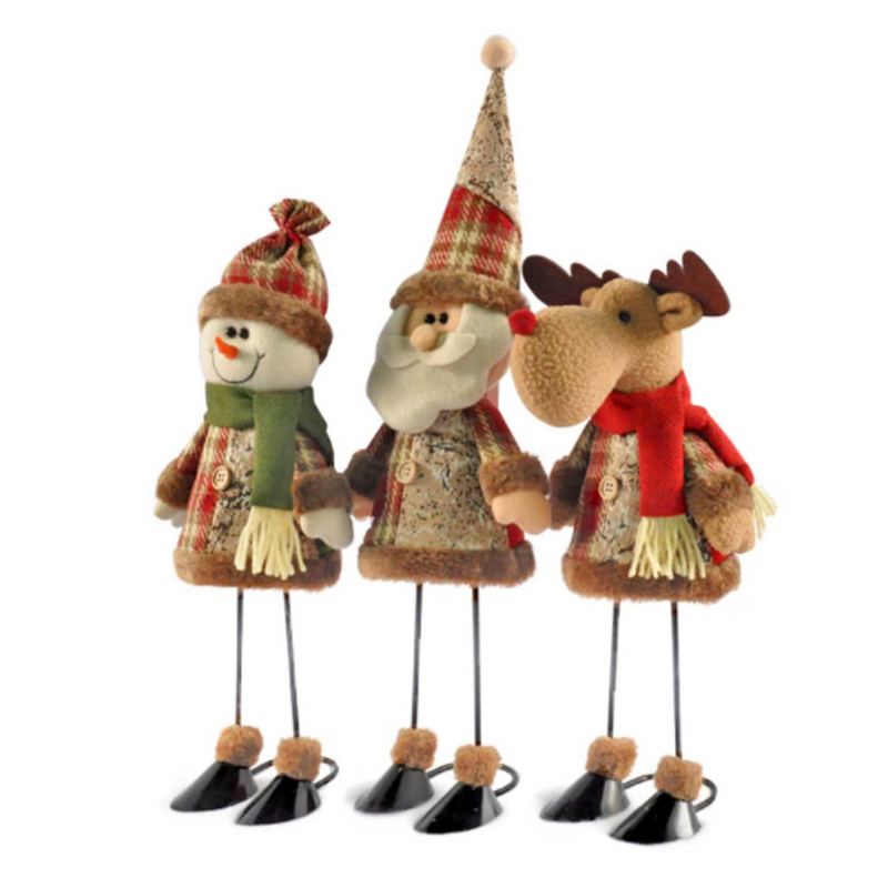 Fabric Santa Claus Figurka Železné Nohy Stojící Ornamenty