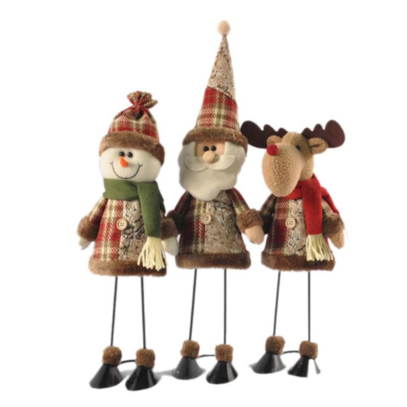 Fabric Santa Claus Figurka Železné Nohy Stojící Ornamenty