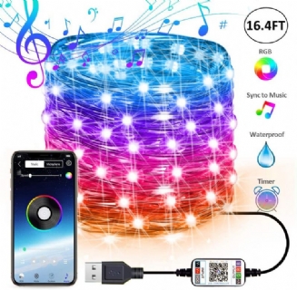 Led String Light Bluetooth Aplikace Pro Mobilní Telefon Ovládací Světla Řetězová Vánoční Dekorace Rgb Plnobarevné Světlo Z Měděného Drátu