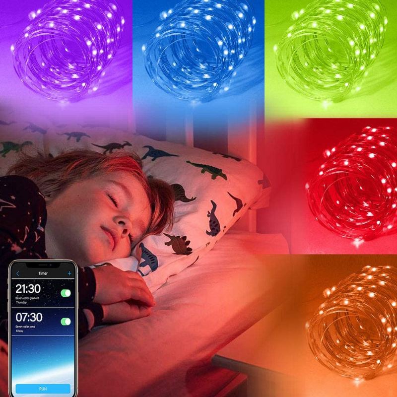 Led String Light Bluetooth Aplikace Pro Mobilní Telefon Ovládací Světla Řetězová Vánoční Dekorace Rgb Plnobarevné Světlo Z Měděného Drátu