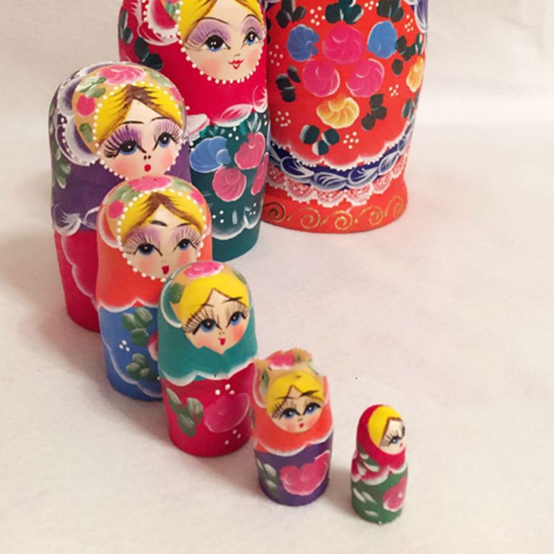 Matryoshka Panenky Hnízdění Dřevěné Ruské Hračky S Květinovým Ornamentem Ručně Malované Suvenýry Lidová Umělecká Řemesla