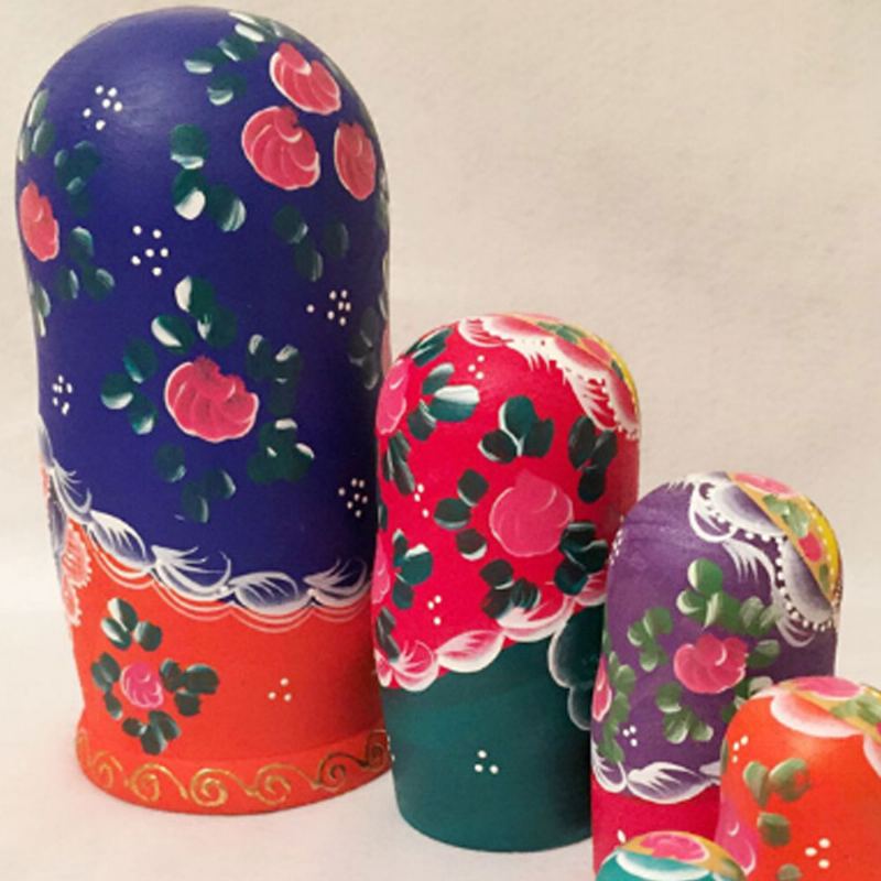 Matryoshka Panenky Hnízdění Dřevěné Ruské Hračky S Květinovým Ornamentem Ručně Malované Suvenýry Lidová Umělecká Řemesla