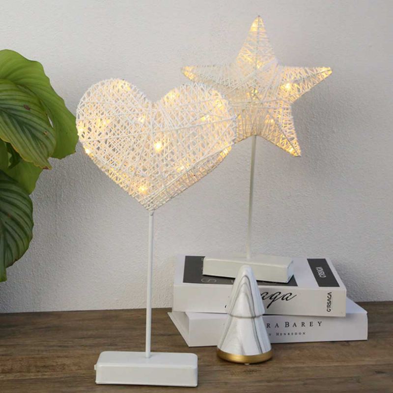 Noční Lampa Led Star Heart Dekorativní Pokojová Stolní Modelovací Vánoční Teplá Bílá