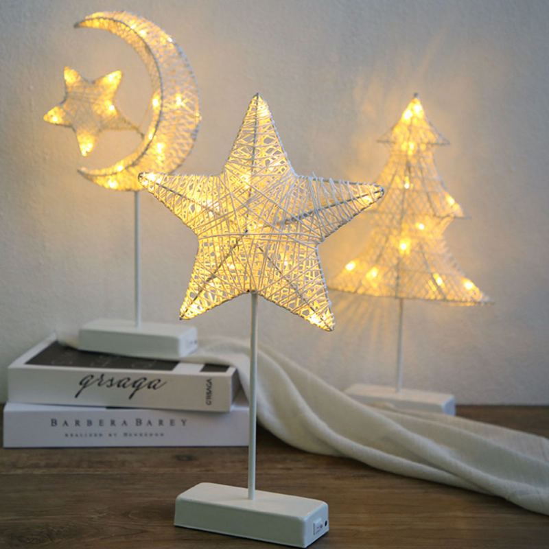 Noční Lampa Led Star Heart Dekorativní Pokojová Stolní Modelovací Vánoční Teplá Bílá