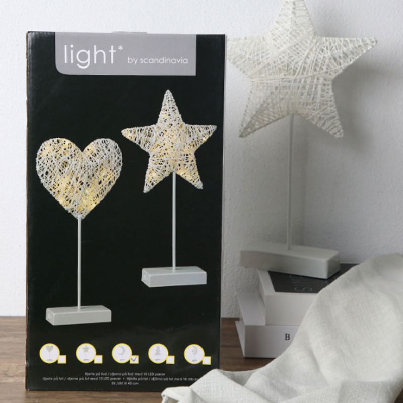 Noční Lampa Led Star Heart Dekorativní Pokojová Stolní Modelovací Vánoční Teplá Bílá