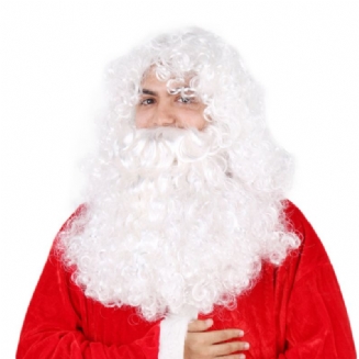 Santa Paruka Pro Cosplayera Button Mesh Zdravé A Bezpečné Dlouhé Kudrnaté Bílé Vlasy Drátěná S Vysokou Teplotou