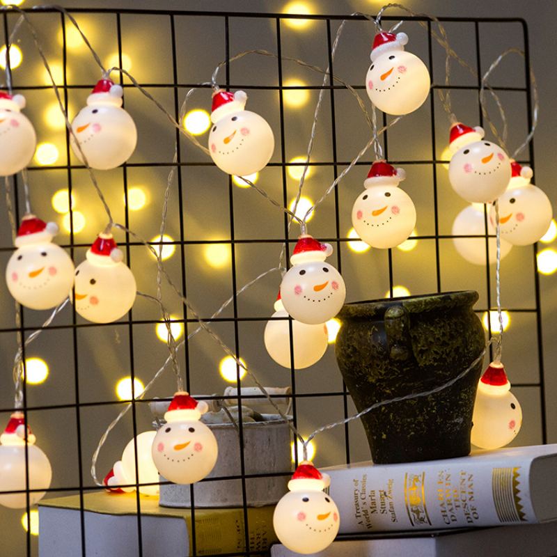 Sněhulák Vánoční Osvětlení Led Světla Řetězec Dekorace Usb Battery Box Santa Claus String Lights