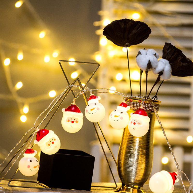 Sněhulák Vánoční Osvětlení Led Světla Řetězec Dekorace Usb Battery Box Santa Claus String Lights