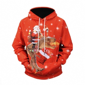 Vánoční Mikiny Pro Dospělé Bez Deformace Bez Žmolkování Mikina Santa Claus Dinosaur Svetr Prodyšný Polyester Pánský S Kapucí