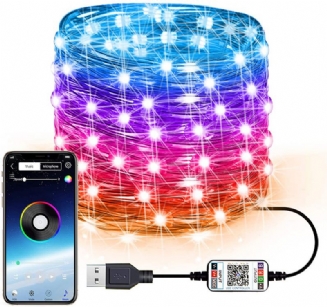 Vánoční Plnobarevný Světelný Řetěz Bluetooth Smart Usb Rgb Led Dekorace