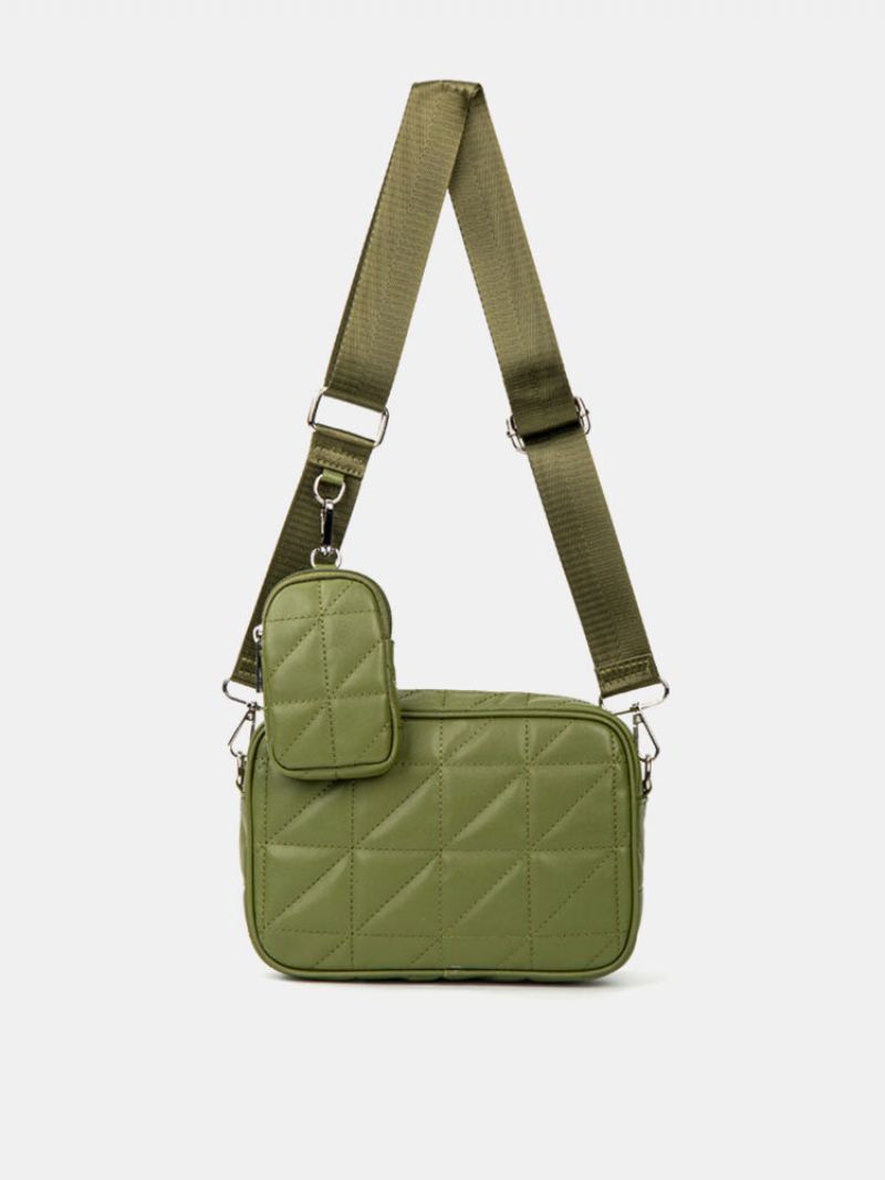 2 Ks Women Mřížkový Vzor Z Umělé Kůže Velkokapacitní Kombinovaná Taška Crossbody Přes Rameno