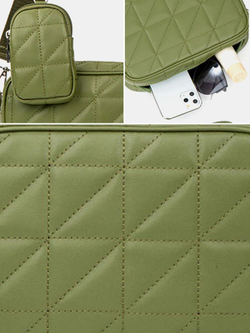 2 Ks Women Mřížkový Vzor Z Umělé Kůže Velkokapacitní Kombinovaná Taška Crossbody Přes Rameno