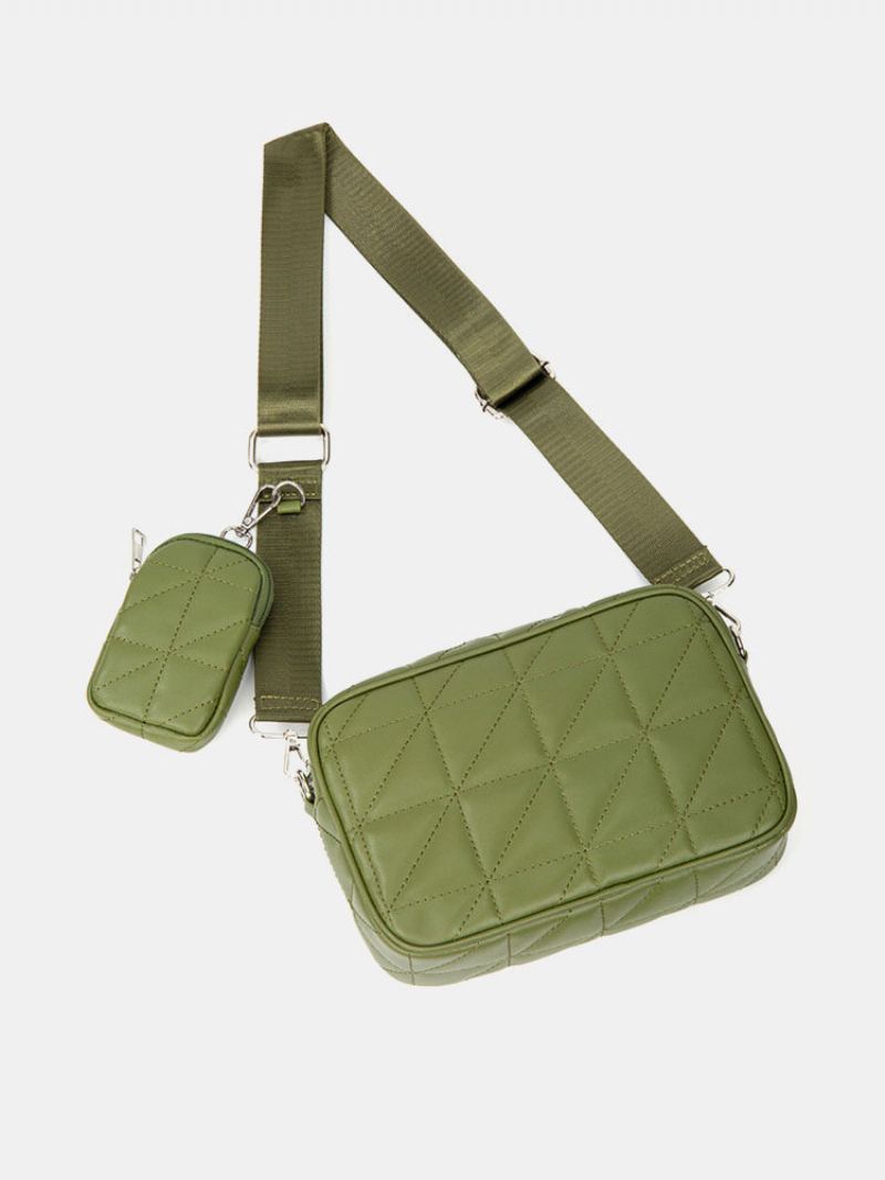 2 Ks Women Mřížkový Vzor Z Umělé Kůže Velkokapacitní Kombinovaná Taška Crossbody Přes Rameno