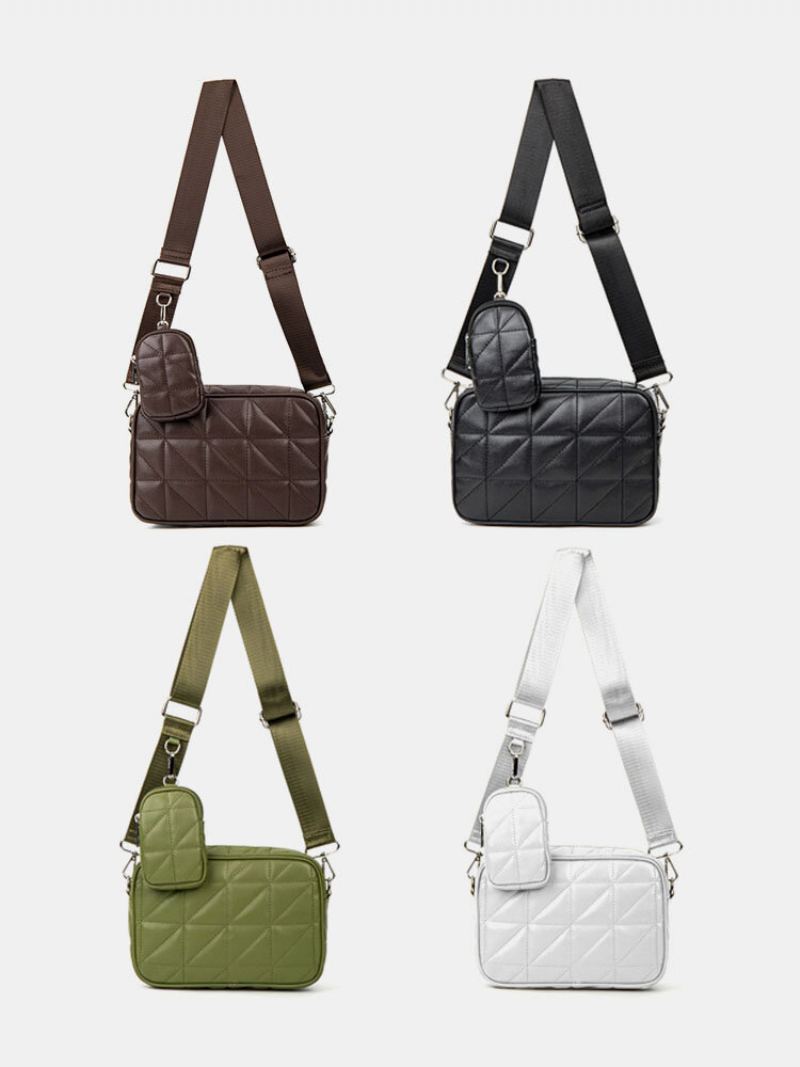 2 Ks Women Mřížkový Vzor Z Umělé Kůže Velkokapacitní Kombinovaná Taška Crossbody Přes Rameno