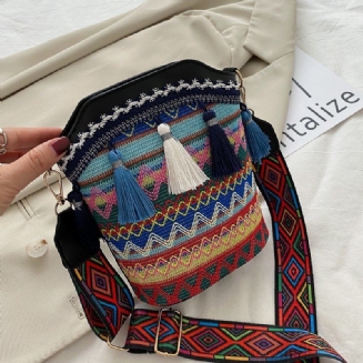 2023 Individuální Taška Přes Rameno V Etnickém Stylu Pro Ženy Tassel Woven Bucket Bag