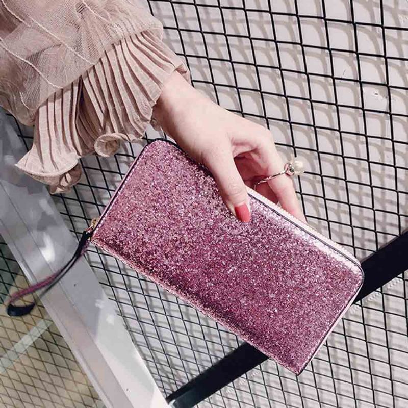 2023 Nejnovější Večerní Kabelka Paillette Peněženka Pro Ženy Lady Girl Módní Dlouhého Stylu Hand Clutch Bag Jednoduchá Klasická 4 Barvy