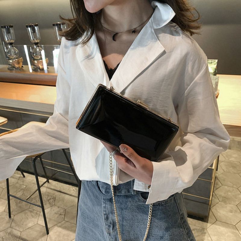 Advanced Sense Bag Foreign Air Female Bag 2023 Nová Vlna Korejská Verze Wild Patent Leather Clutch Bag Chain Messenger Bag