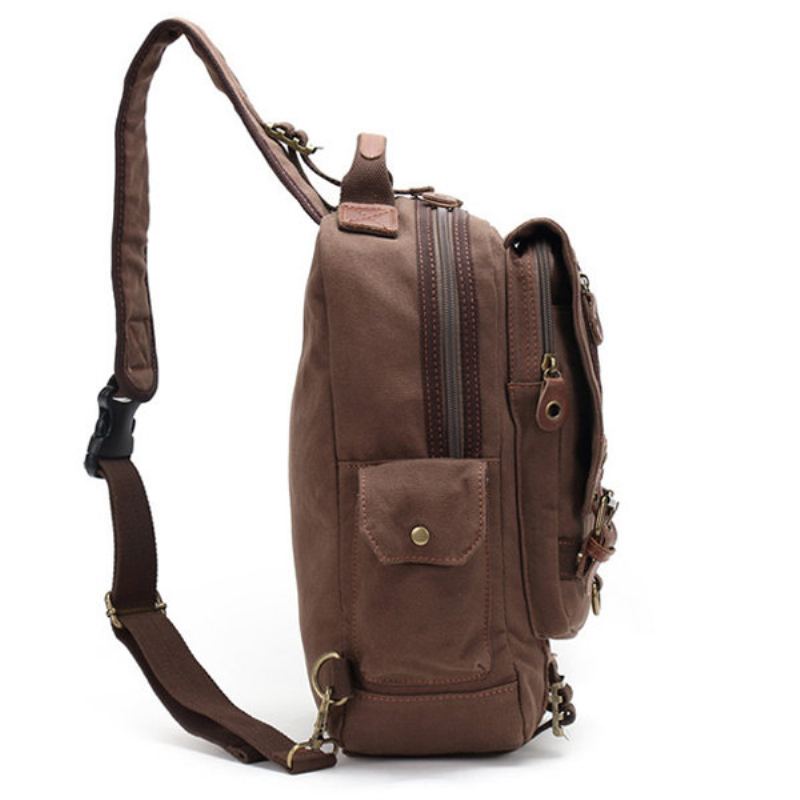 Augur Pánská Plátěná Ležérní Náprsní Taška Velkokapacitní Outdoorové Cestovní Crossbody Tašky