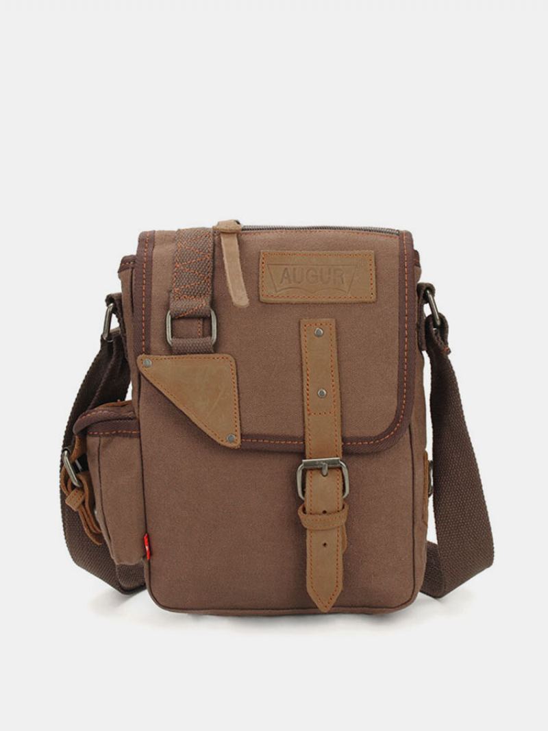 Augur Pánská Vintage Leisure Genuine Leather Canvas Messenger Crossbody Kabelka Taška Přes Rameno