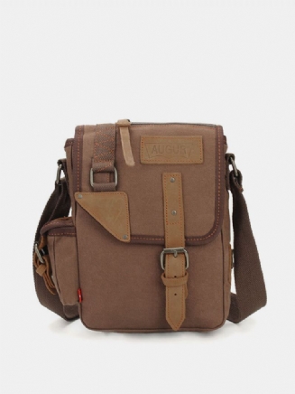 Augur Pánská Vintage Leisure Genuine Leather Canvas Messenger Crossbody Kabelka Taška Přes Rameno