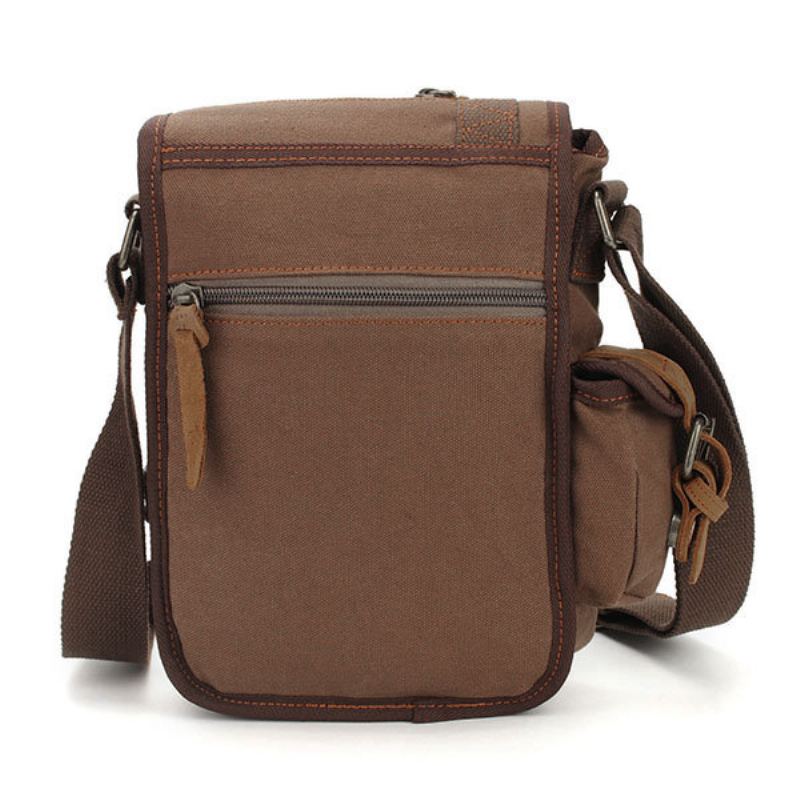 Augur Pánská Vintage Leisure Genuine Leather Canvas Messenger Crossbody Kabelka Taška Přes Rameno