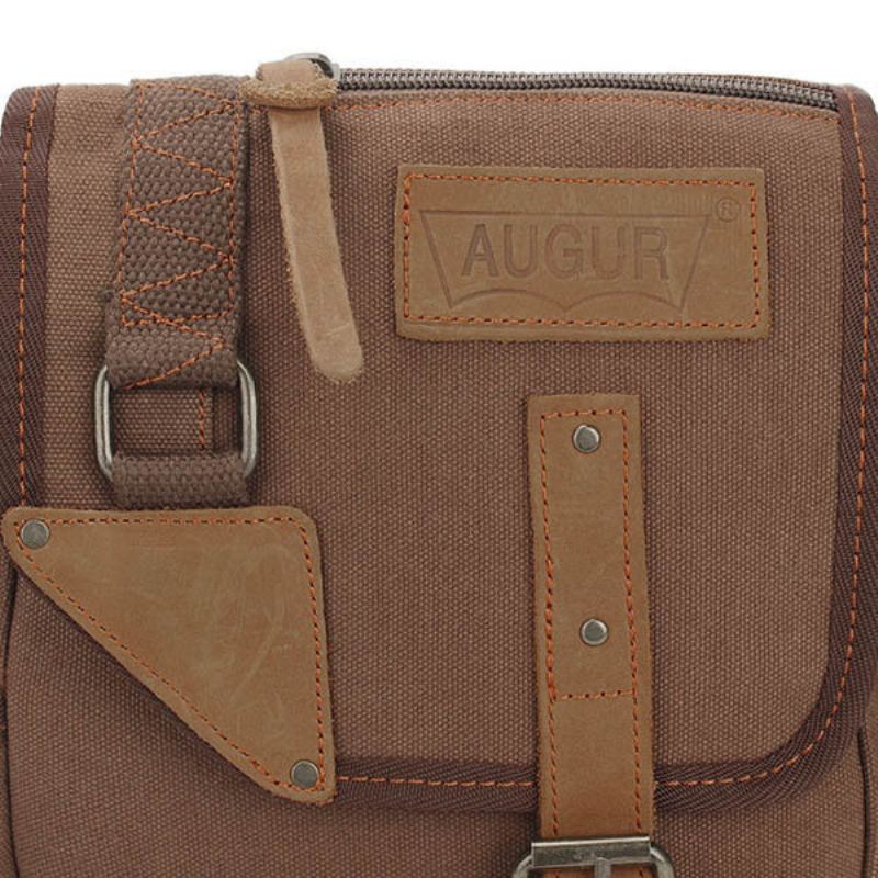 Augur Pánská Vintage Leisure Genuine Leather Canvas Messenger Crossbody Kabelka Taška Přes Rameno