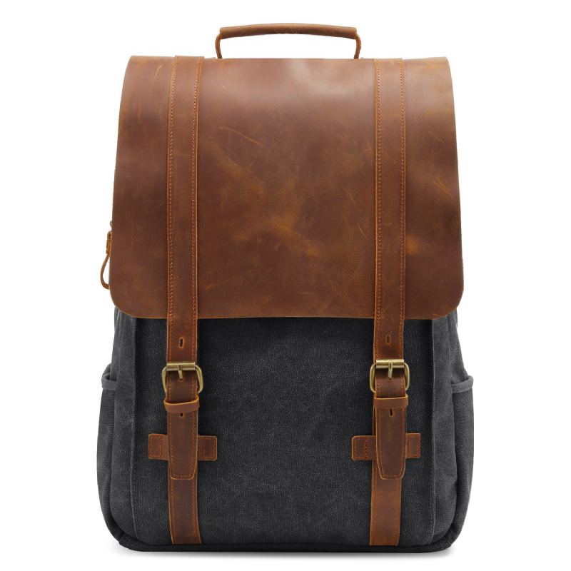 Batoh Retro Plátěný Crazy Horse Leather Backpack Počítačový Pro Volný Čas