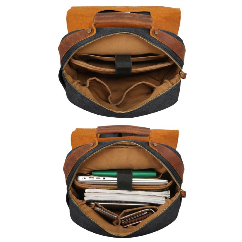 Batoh Retro Plátěný Crazy Horse Leather Backpack Počítačový Pro Volný Čas