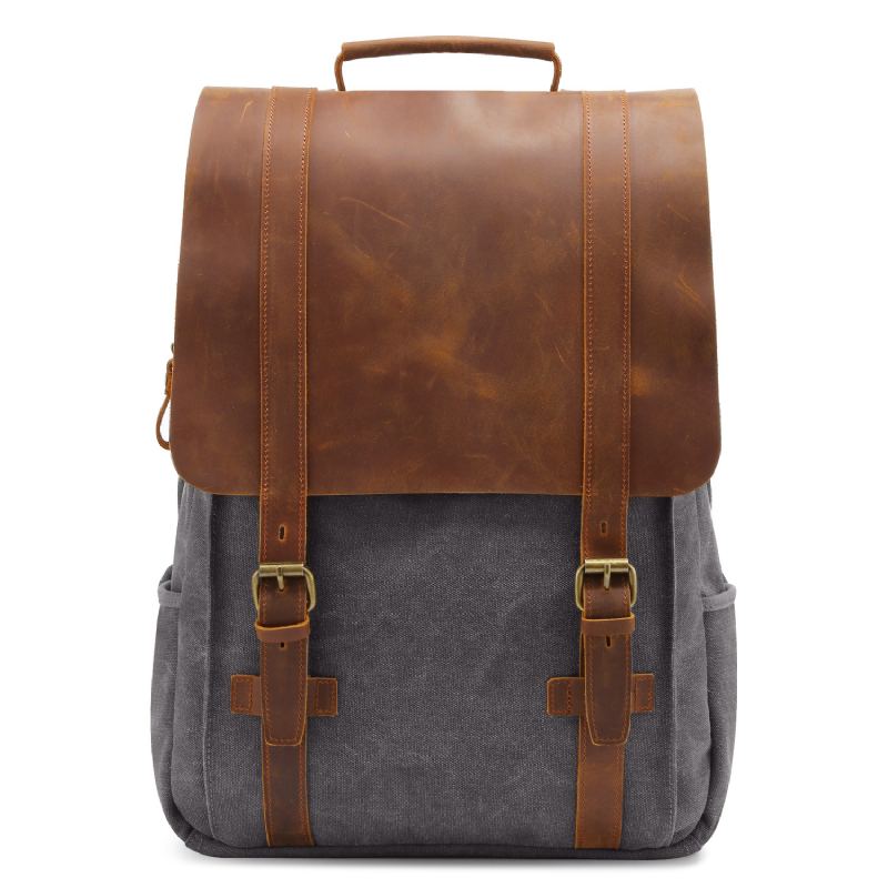 Batoh Retro Plátěný Crazy Horse Leather Backpack Počítačový Pro Volný Čas