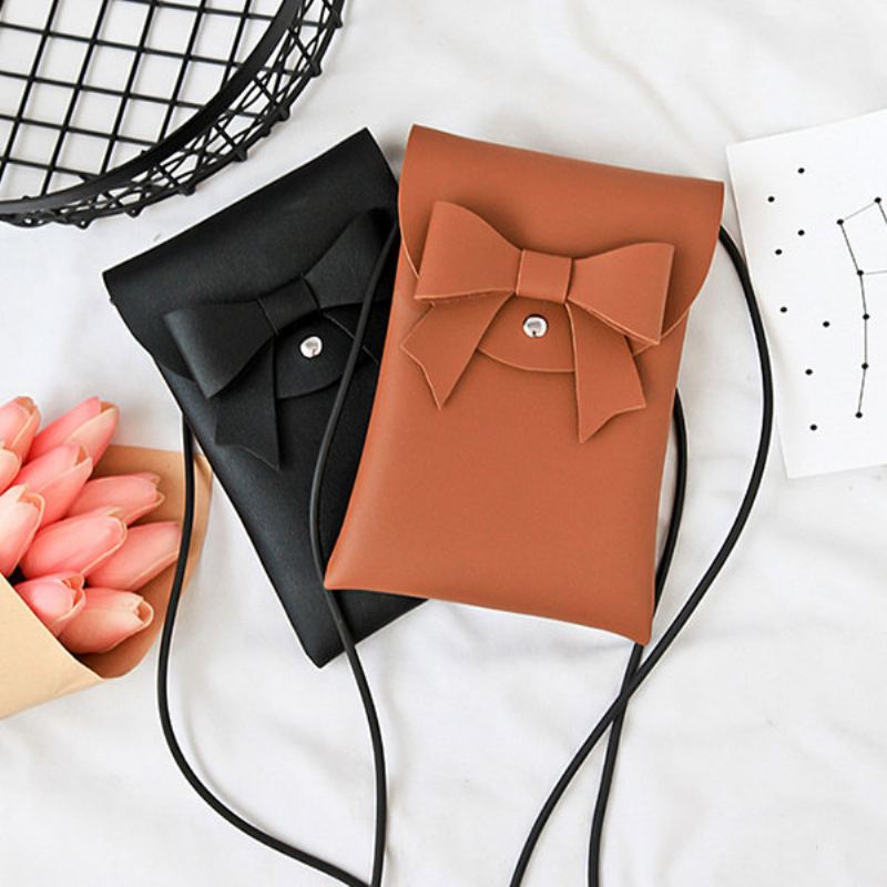 Bowknot Stylová 5.5palcová Pu Kožená Taška Na Telefon Crossbody Přes Rameno Dámské Kabelky