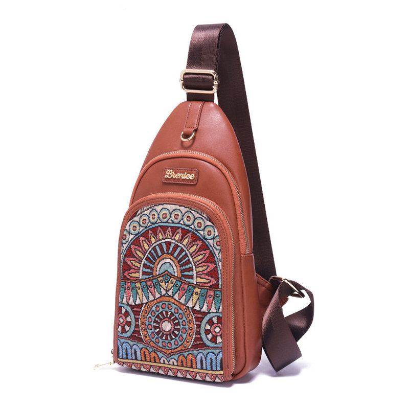 Brenice Vintage Vyšívané Náprsní Tašky National Printing Crossbody Bags