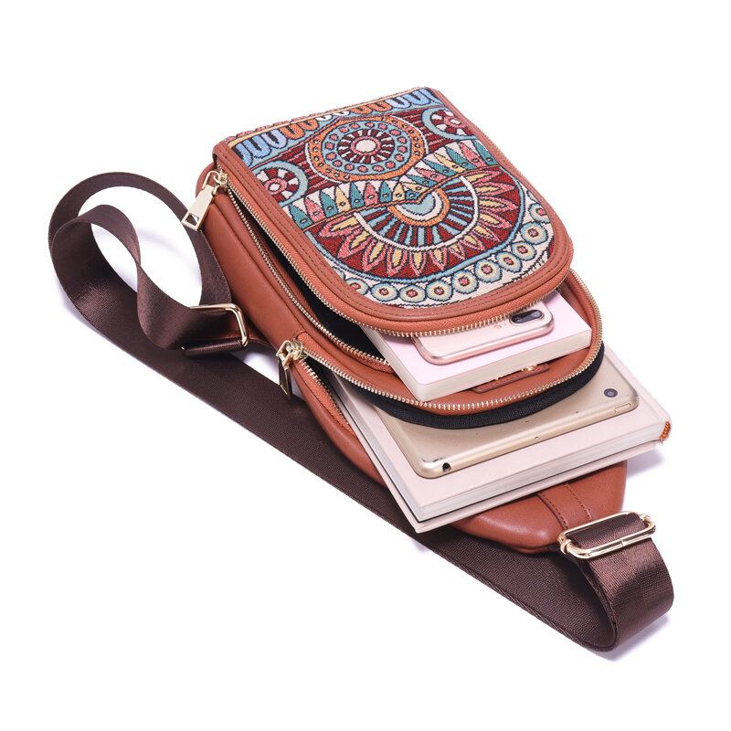 Brenice Vintage Vyšívané Náprsní Tašky National Printing Crossbody Bags