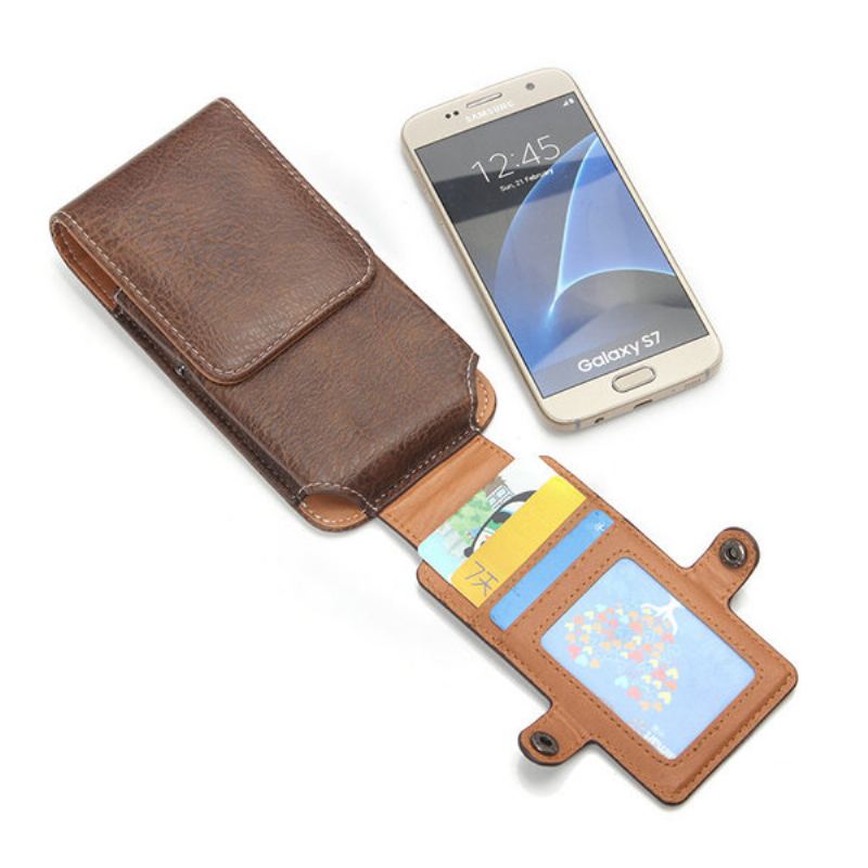 Casual Men 3 Držáky Karet Do Pasu Přenosná Taška Na Telefon Pu Leather Pro Iphone