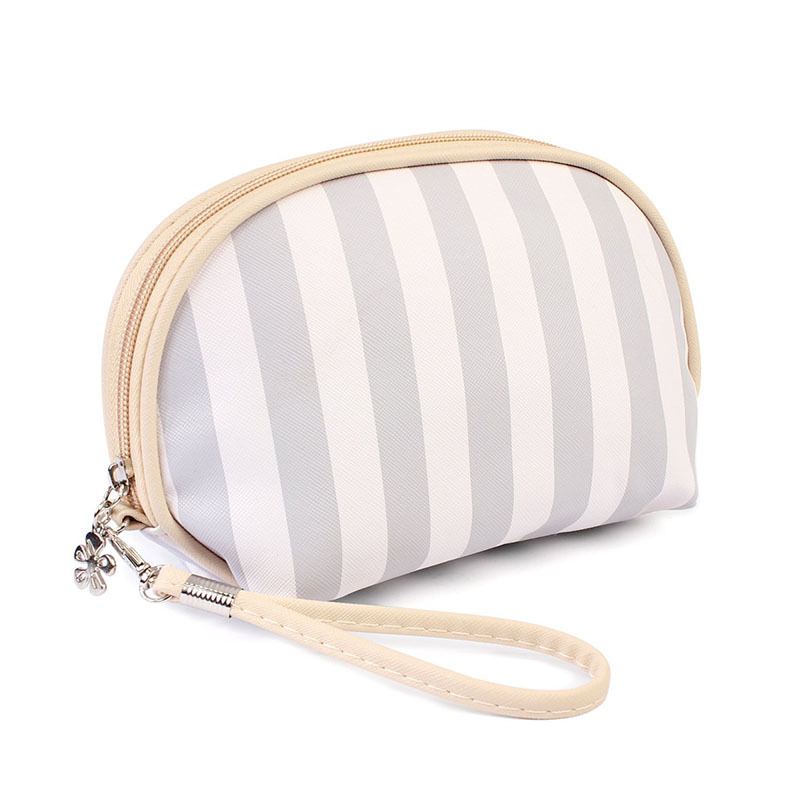 Custom Striped Shell Cosmetic Bag Pu Kosmetická Taška S Křížovým Vzorem