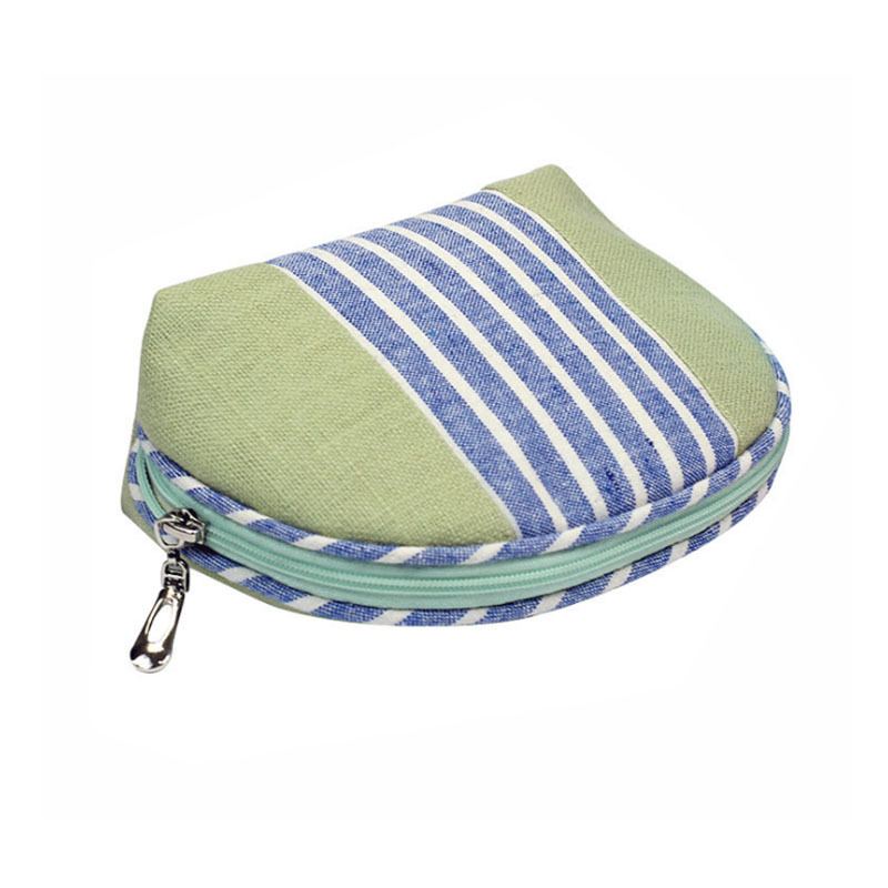 Custom Stripped Shell Linen Cosmetic Bag Ruční Kosmetická Taštička S Logem Pro Ženy