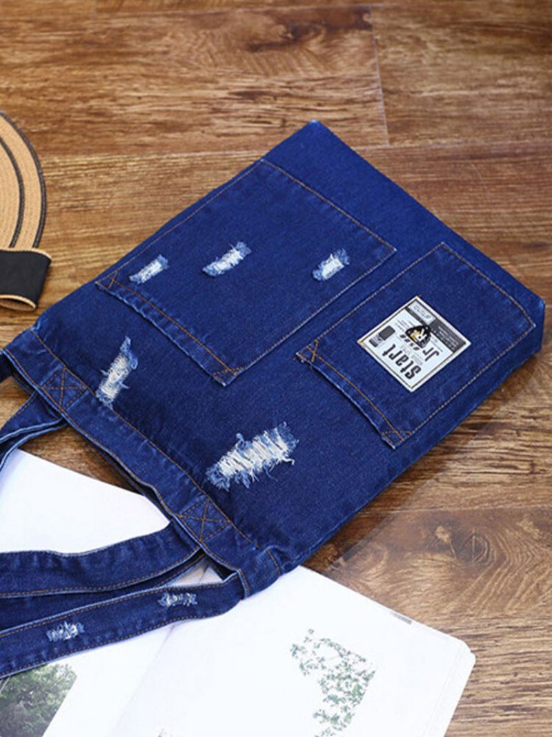 Dámská Crossbody Kabelka Joseko Z Bavlny Vintage Denim Distressed Přes Rameno