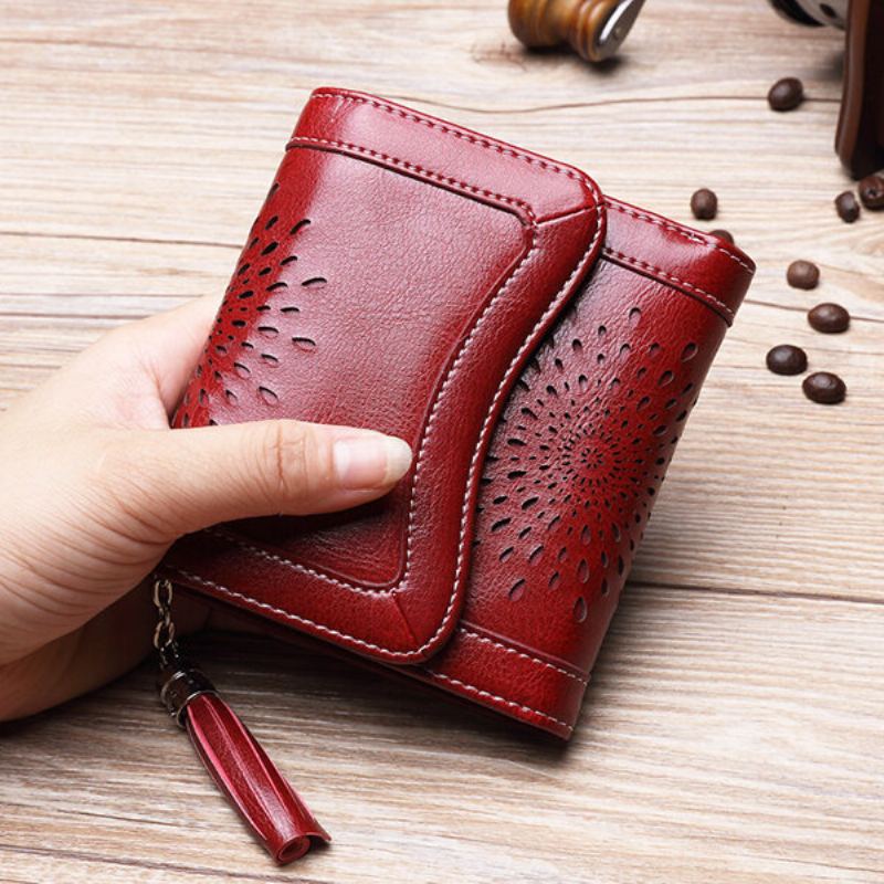 Dámská Dělená Kožená Retro Peněženka Small Trifold Wallet