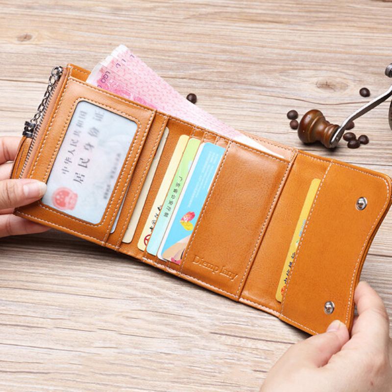 Dámská Dělená Kožená Retro Peněženka Small Trifold Wallet