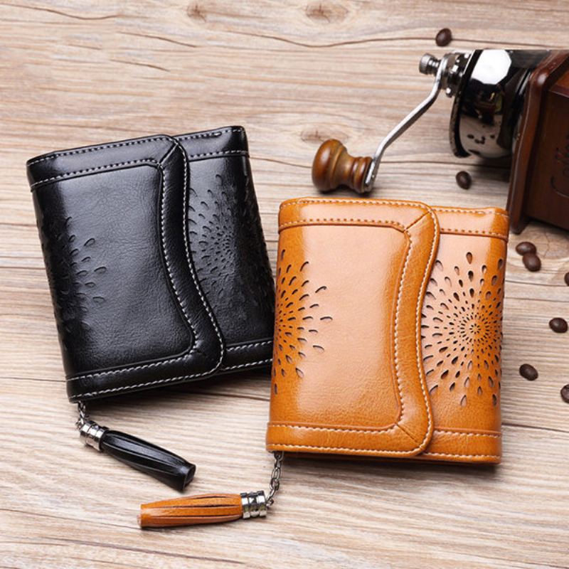 Dámská Dělená Kožená Retro Peněženka Small Trifold Wallet