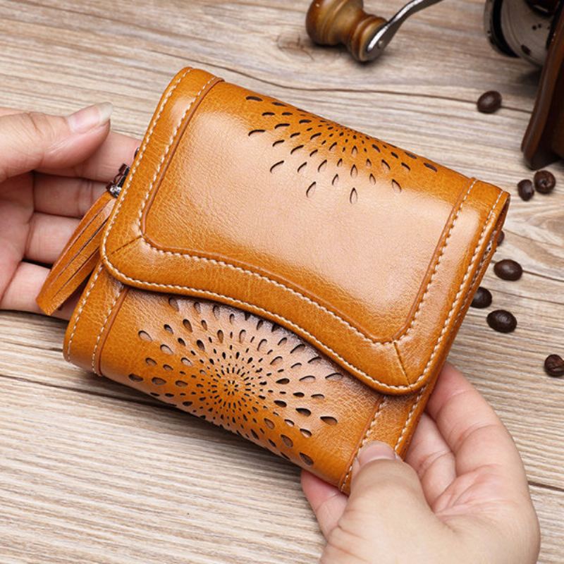 Dámská Dělená Kožená Retro Peněženka Small Trifold Wallet