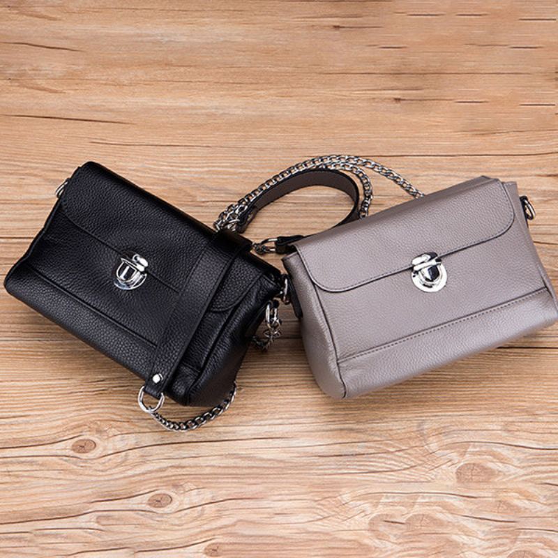 Dámská Kabelka Crossbody Z Pravé Kůže Vintage High-end Taška Přes Rameno Se Zámkem