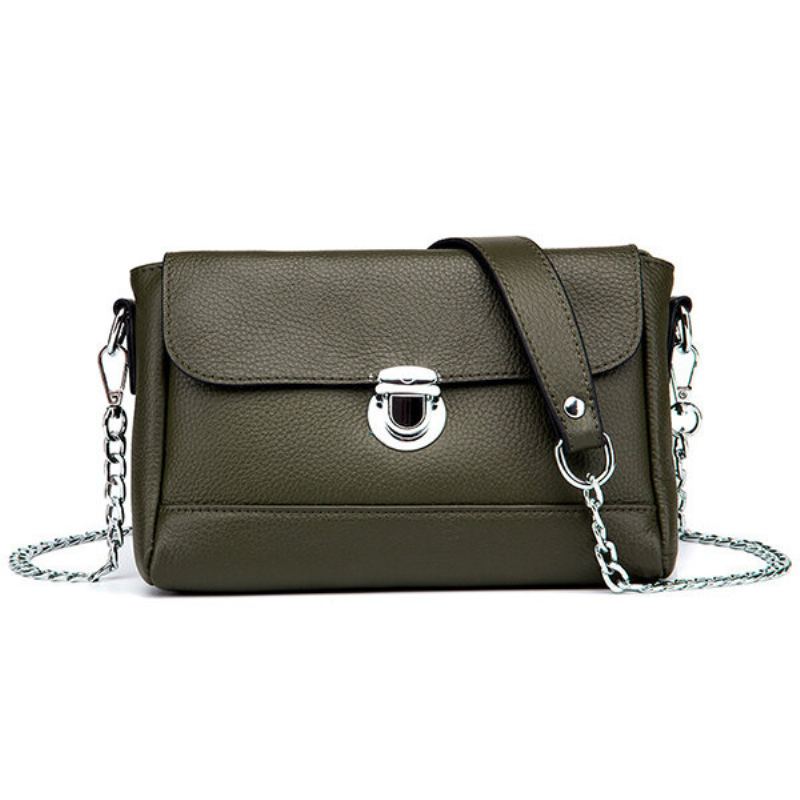 Dámská Kabelka Crossbody Z Pravé Kůže Vintage High-end Taška Přes Rameno Se Zámkem